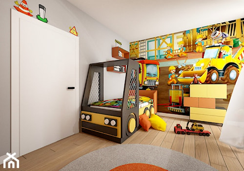Pokój Bob Budowniczy - Średni biały szary pokój dziecka dla dziecka dla chłopca, styl nowoczesny - zdjęcie od Sharing4Kids