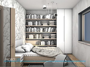 pOR_06 - White&Wood - Mała szara sypialnia, styl nowoczesny - zdjęcie od Project[OR] Group