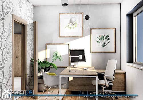 pOR_06 - White&Wood - Małe szare biuro, styl nowoczesny - zdjęcie od Project[OR] Group