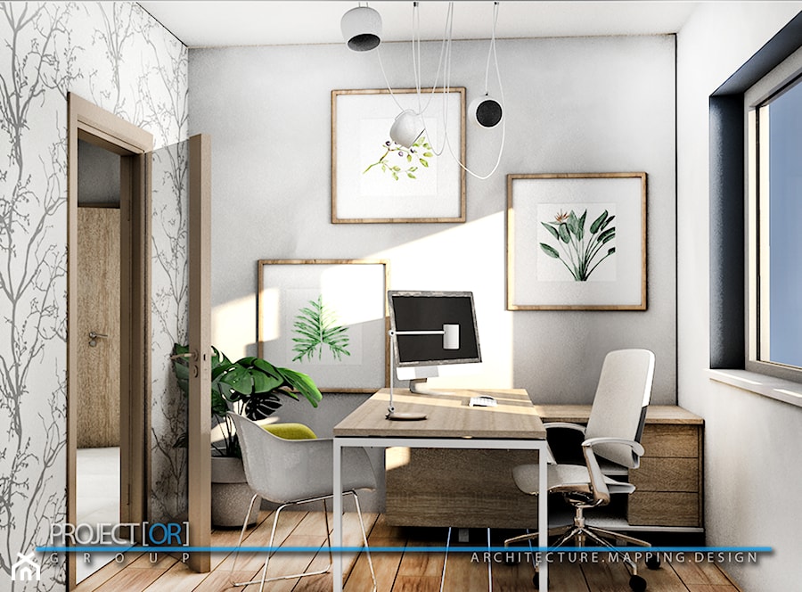 pOR_06 - White&Wood - Małe szare biuro, styl nowoczesny - zdjęcie od Project[OR] Group
