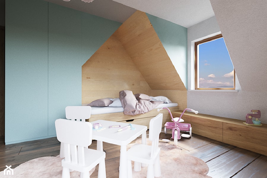 PROJEKT DOMU NA PODHALU - Duży biały pokój dziecka dla dziecka dla chłopca dla dziewczynki, styl nowoczesny - zdjęcie od pracownia@6anstudio.pl