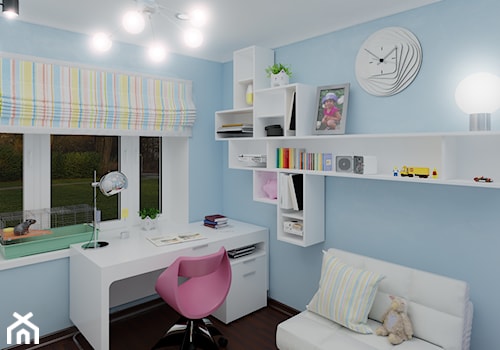 Projekt 4-pokojowego mieszkania - Mały niebieski pokój dziecka dla dziecka dla nastolatka dla dziewczynki - zdjęcie od Oksana Koniuszewska