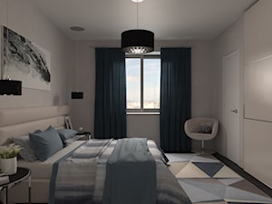Projekt apartamentu typu studio - Mała szara sypialnia, styl nowoczesny - zdjęcie od Oksana Koniuszewska