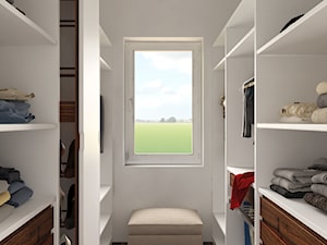 Projekt domu jednorodzinnego - Średnia garderoba oddzielne pomieszczenie z oknem, styl skandynawski - zdjęcie od Oksana Koniuszewska