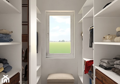 Projekt domu jednorodzinnego - Średnia garderoba oddzielne pomieszczenie z oknem, styl skandynawski - zdjęcie od Oksana Koniuszewska