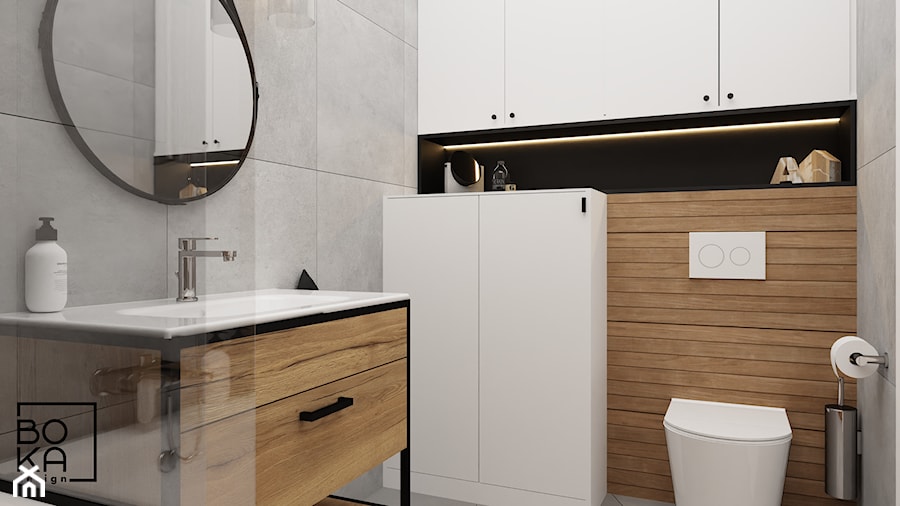 Mała łazienka z wanną i parawanem - zdjęcie od Boka Design