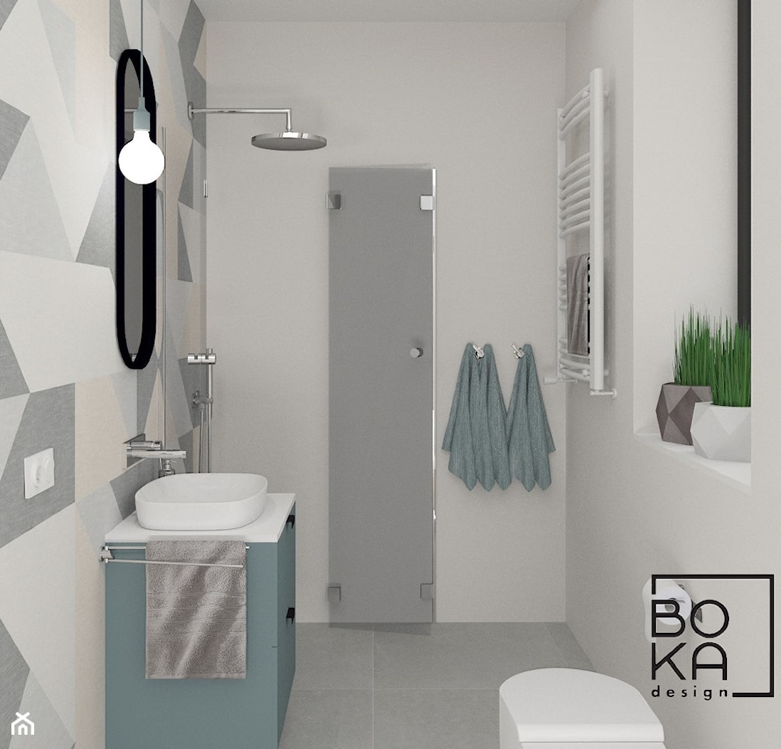 Mała łazienka z prysznicem i wc - zdjęcie od Boka Design - Homebook