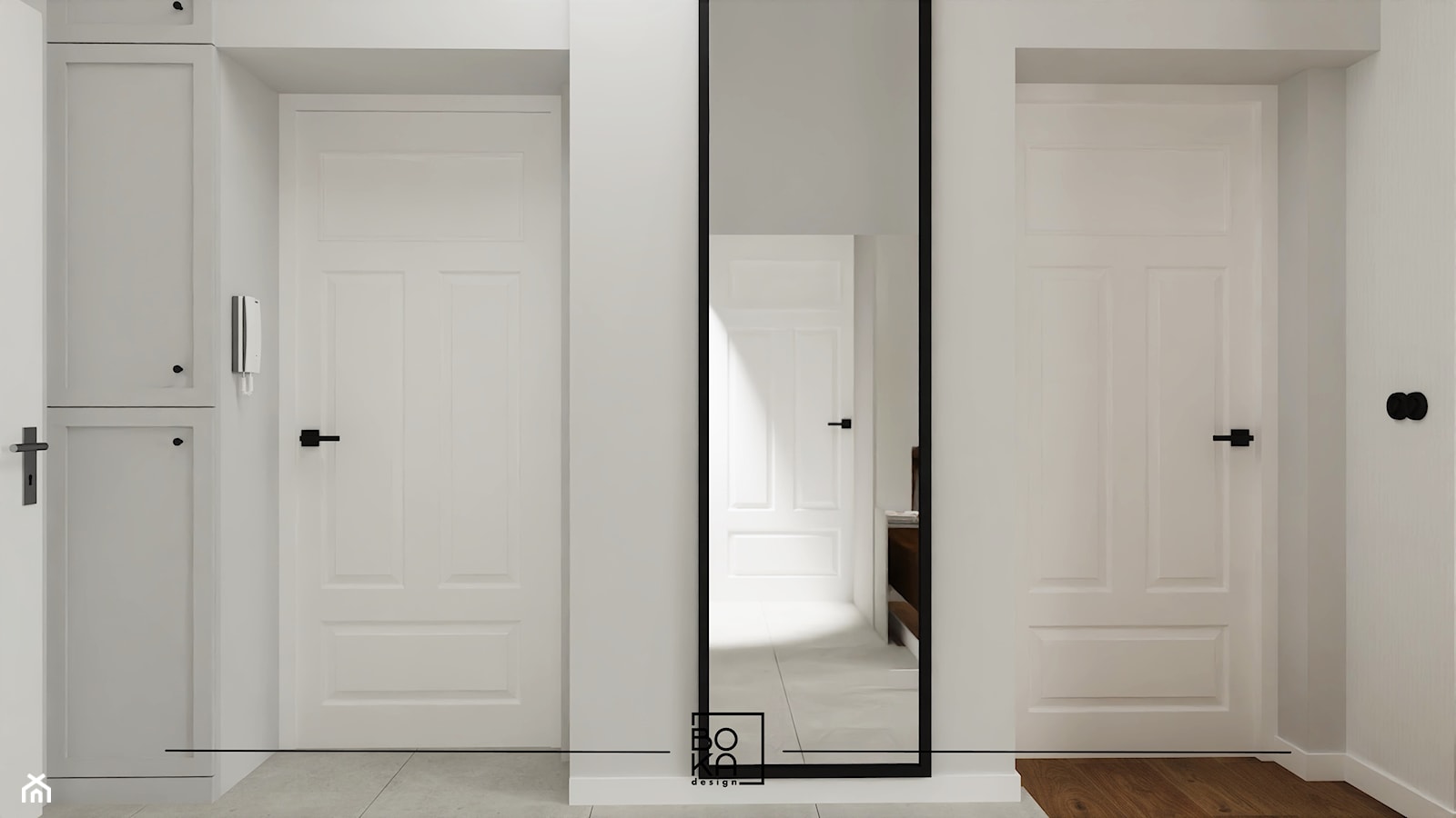 Przedpokój z drzwiami w stylu retro - zdjęcie od Boka Design - Homebook