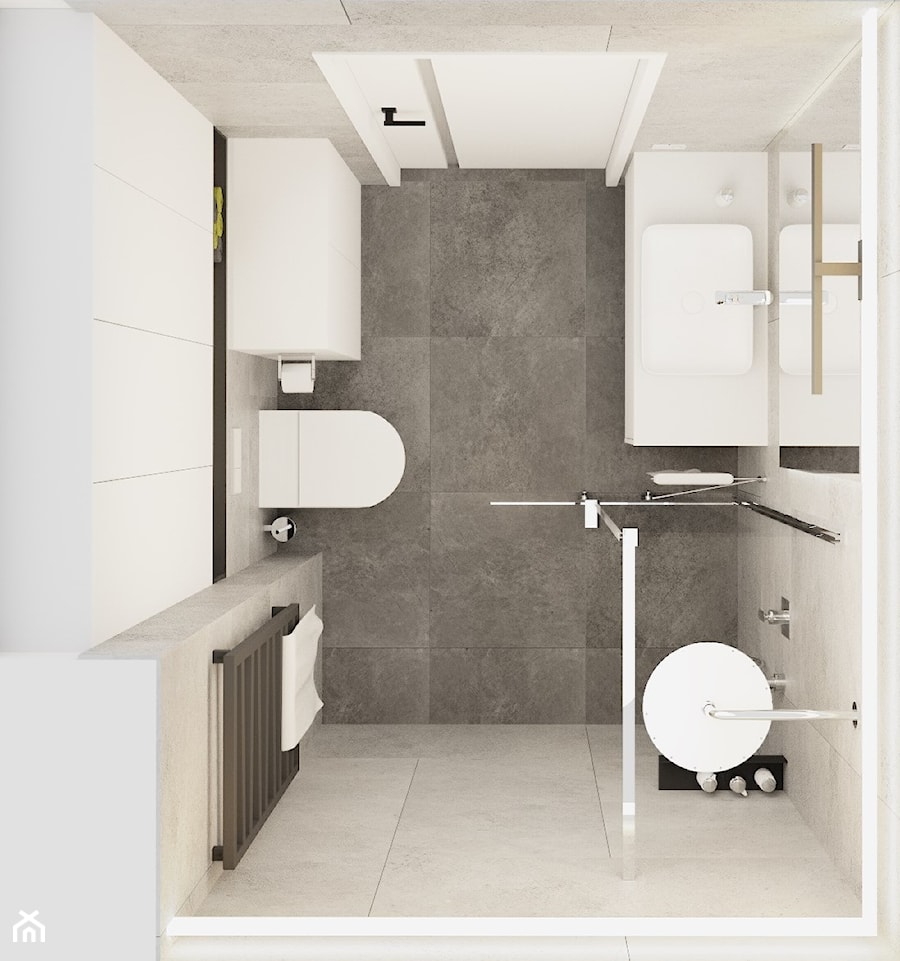 Łazienka z prysznicem i ukrytą pralką - Łazienka, styl nowoczesny - zdjęcie od Boka Design