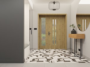 Dom w drewnie i czerni z nutą betonu - Hol / przedpokój, styl minimalistyczny - zdjęcie od Boka Design