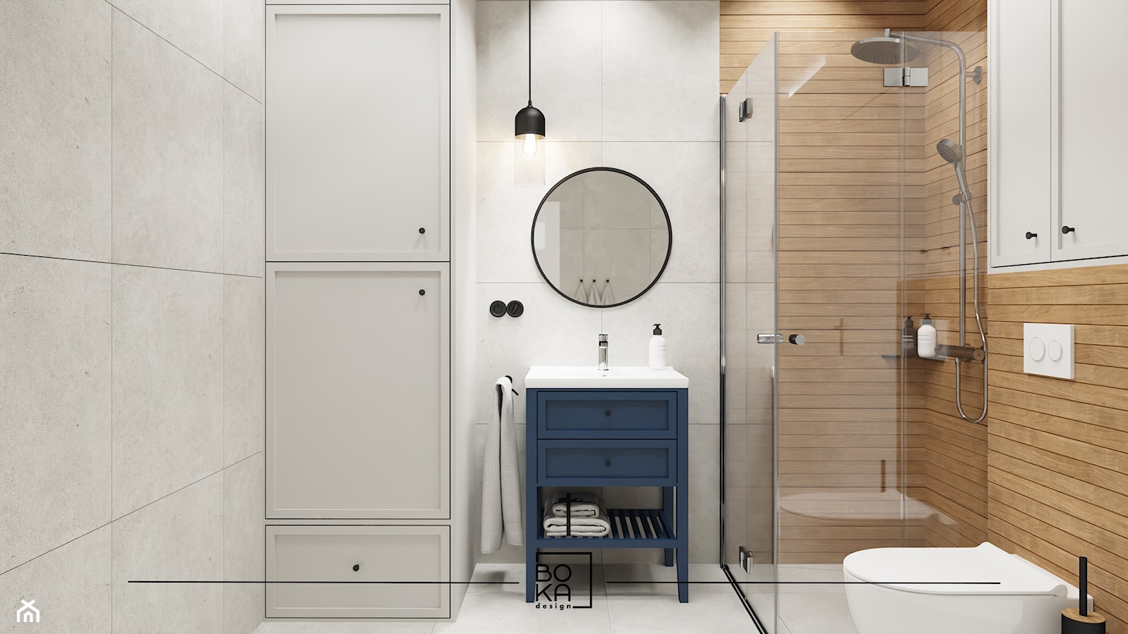 Łazienka ze składanym prysznicem - zdjęcie od Boka Design - Homebook