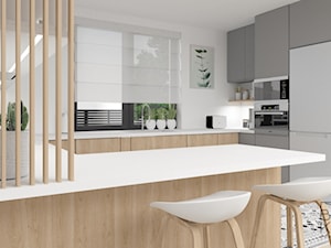 Kuchnia w bieli, drewnie i szarości - zdjęcie od Boka Design