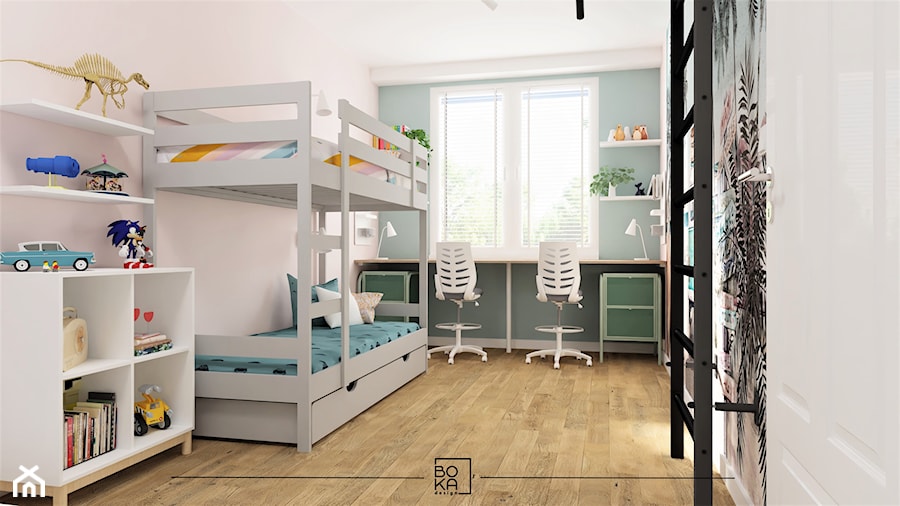 Pokój dla rodzeństwa. Łóżko piętrowe - zdjęcie od Boka Design