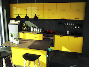 Żółto czarna kuchnia w nowoczesnej stylistyce - zdjęcie od meble-do.pl