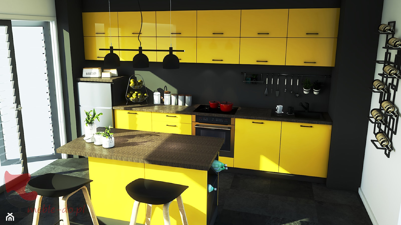 Żółto czarna kuchnia w nowoczesnej stylistyce - zdjęcie od meble-do.pl - Homebook