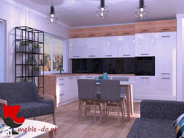 Salon i kuchnia w małym mieszkaniu 
