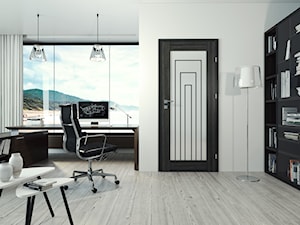 Skrzydła Drzwiowe Ramowe Przylgowe - Średnie z zabudowanym biurkiem białe biuro, styl nowoczesny - zdjęcie od VOSTER