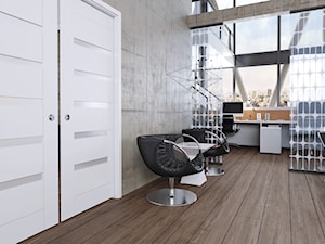 Skrzydła Drzwiowe Ramowe Przylgowe - Duże z zabudowanym biurkiem szare biuro, styl nowoczesny - zdjęcie od VOSTER