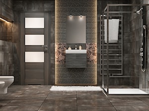 Skrzydła Drzwiowe Ramowe Przylgowe - Średnia bez okna z lustrem łazienka, styl industrialny - zdjęcie od VOSTER