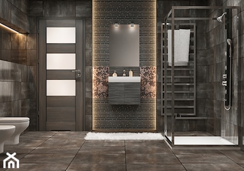 Skrzydła Drzwiowe Ramowe Przylgowe - Średnia bez okna z lustrem łazienka, styl industrialny - zdjęcie od VOSTER
