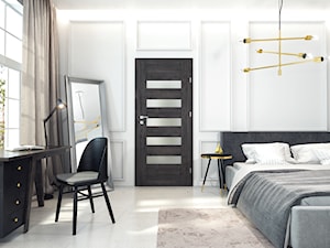 Skrzydła Drzwiowe Ramowe Przylgowe - Średnia biała z biurkiem sypialnia, styl nowoczesny - zdjęcie od VOSTER