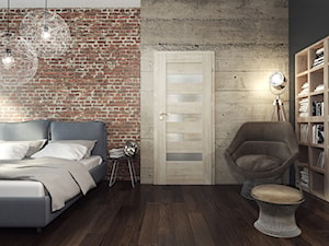 Skrzydła Drzwiowe Ramowe Przylgowe - Średnia czarna sypialnia, styl industrialny - zdjęcie od VOSTER
