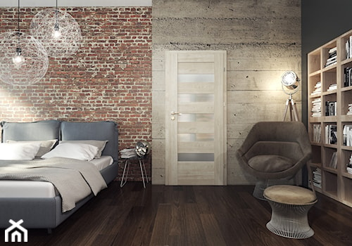 Skrzydła Drzwiowe Ramowe Przylgowe - Średnia czarna sypialnia, styl industrialny - zdjęcie od VOSTER