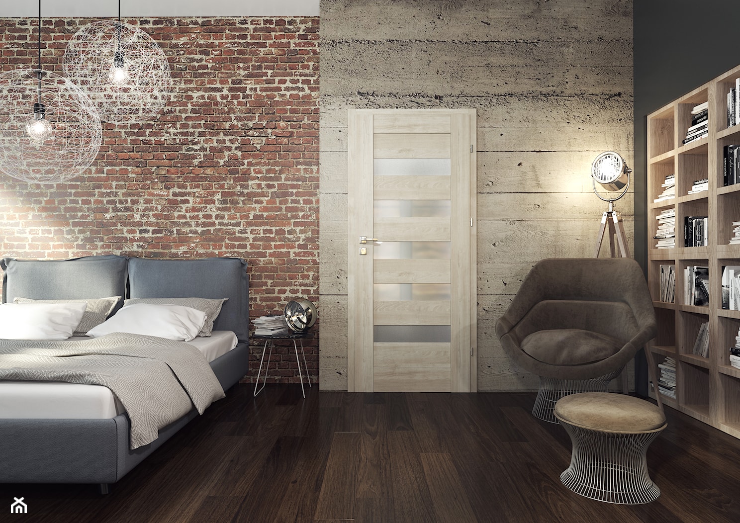 Skrzydła Drzwiowe Ramowe Przylgowe - Średnia czarna sypialnia, styl industrialny - zdjęcie od VOSTER - Homebook