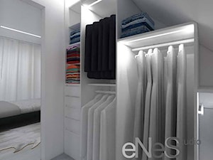 Projekt wnętrza domu w Bolesławcu - Średnia otwarta garderoba przy sypialni, styl nowoczesny - zdjęcie od Enes Studio Projektowanie wnętrz & meble