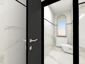 Projekt toalety w Urzędzie Gminy Oława - Mała z marmurową podłogą łazienka z oknem, styl nowoczesny - zdjęcie od Enes Studio Projektowanie wnętrz & meble