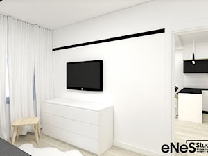 Mieszkanie w Jelczu-Laskowicach - Mała biała sypialnia, styl nowoczesny - zdjęcie od Enes Studio Projektowanie wnętrz & meble