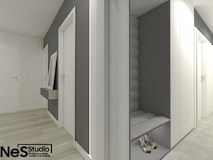 Projekt mieszkania na Wrocławskich Krzykach - Średni szary hol / przedpokój, styl nowoczesny - zdjęcie od Enes Studio Projektowanie wnętrz & meble