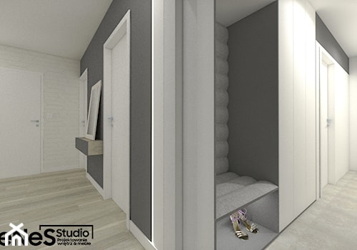 Projekt mieszkania na Wrocławskich Krzykach - Średni szary hol / przedpokój, styl nowoczesny - zdjęcie od Enes Studio Projektowanie wnętrz & meble