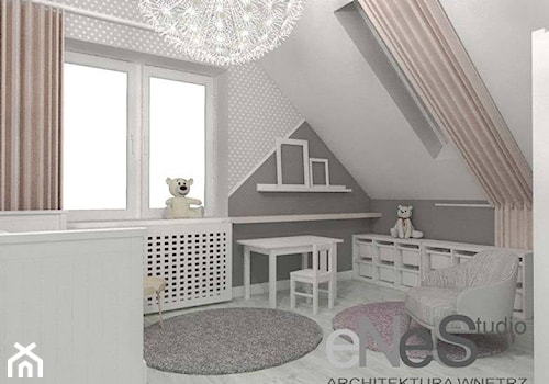Projekt wnętrza domu w Bolesławcu - Średni szary pokój dziecka dla dziecka dla dziewczynki, styl nowoczesny - zdjęcie od Enes Studio Projektowanie wnętrz & meble