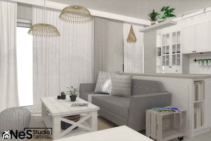 Mieszkanie na Wrocławskich Krzykach - Salon, styl prowansalski - zdjęcie od Enes Studio Projektowanie wnętrz & meble