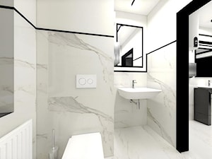 Projekt toalety w Urzędzie Gminy Oława - Mała bez okna z lustrem z marmurową podłogą łazienka, styl nowoczesny - zdjęcie od Enes Studio Projektowanie wnętrz & meble