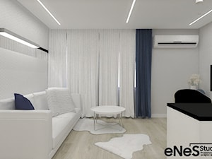 Mieszkanie w Jelczu-Laskowicach - Średni biały szary salon z jadalnią, styl nowoczesny - zdjęcie od Enes Studio Projektowanie wnętrz & meble