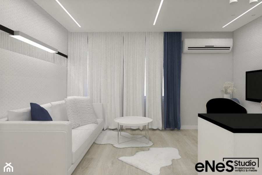 Mieszkanie w Jelczu-Laskowicach - Średni biały szary salon z jadalnią, styl nowoczesny - zdjęcie od Enes Studio Projektowanie wnętrz & meble