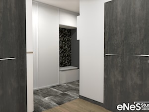 Projekt mieszkania we Wrocławiu - Średni biały szary hol / przedpokój, styl nowoczesny - zdjęcie od Enes Studio Projektowanie wnętrz & meble