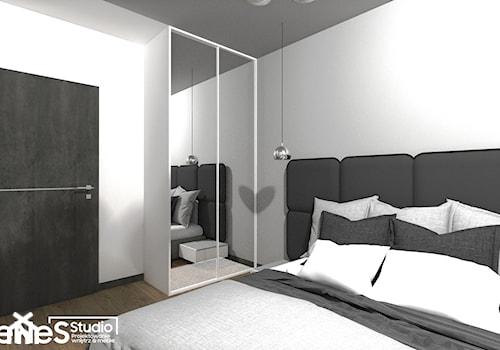 Projekt mieszkania we Wrocławiu - Średnia szara sypialnia, styl nowoczesny - zdjęcie od Enes Studio Projektowanie wnętrz & meble