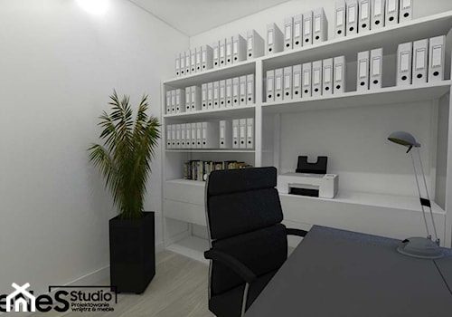 Projekt mieszkania na Wrocławskich Krzykach - Małe szare biuro, styl nowoczesny - zdjęcie od Enes Studio Projektowanie wnętrz & meble