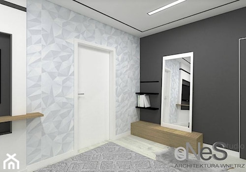 Projekt wnętrza domu w Bolesławcu - Mała czarna szara sypialnia, styl nowoczesny - zdjęcie od Enes Studio Projektowanie wnętrz & meble