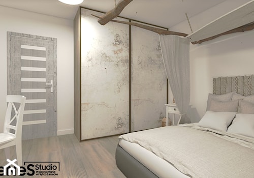 Mieszkanie na Wrocławskich Krzykach - Średnia szara z biurkiem sypialnia, styl prowansalski - zdjęcie od Enes Studio Projektowanie wnętrz & meble