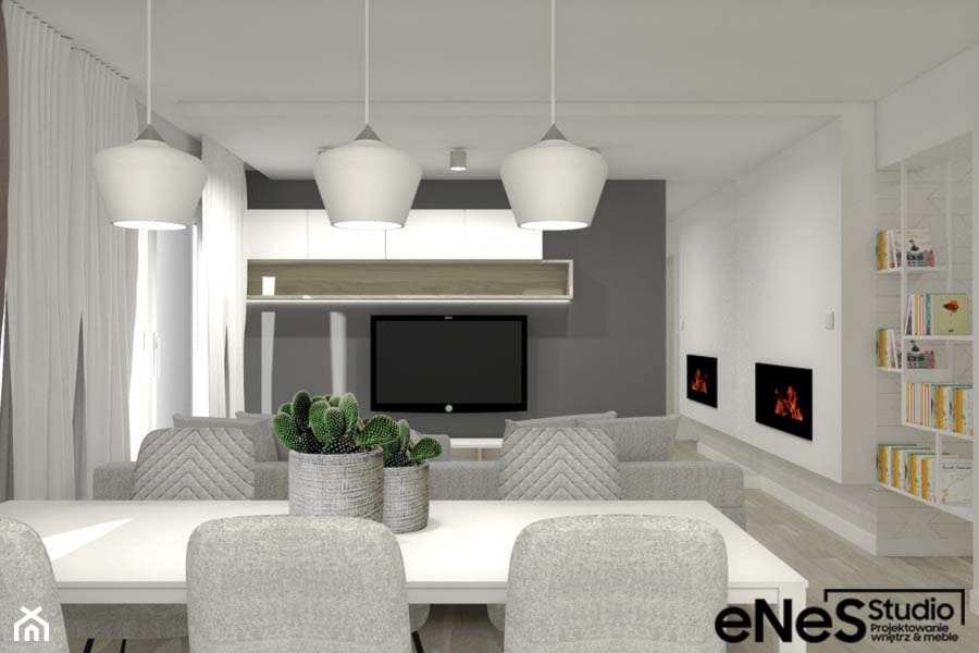 Projekt mieszkania na Wrocławskich Krzykach - Salon, styl nowoczesny - zdjęcie od Enes Studio Projektowanie wnętrz & meble