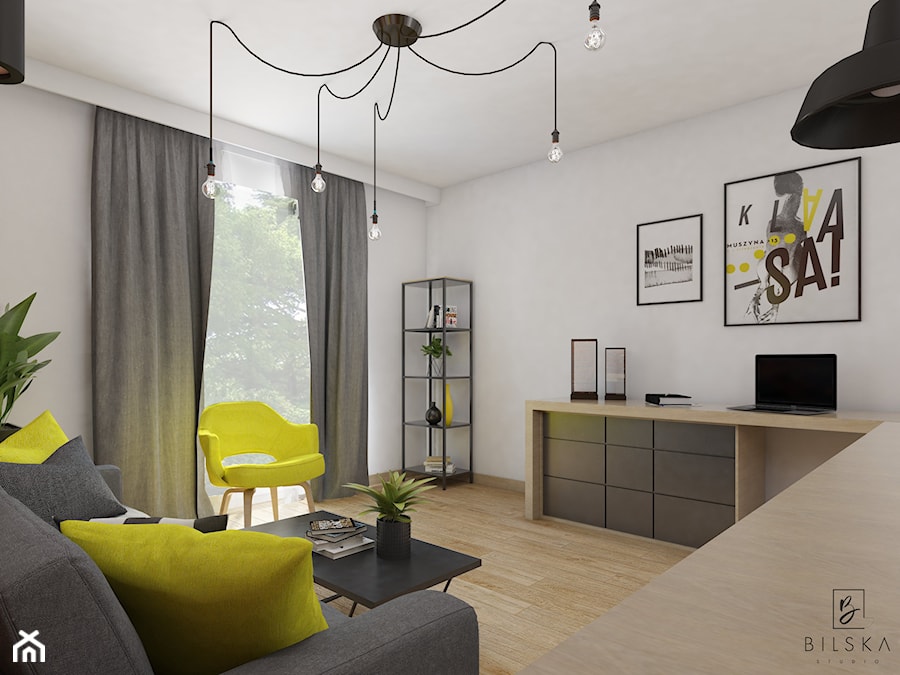 Projekt mieszkania w Poznaniu - Średni biały salon - zdjęcie od Bilska studio