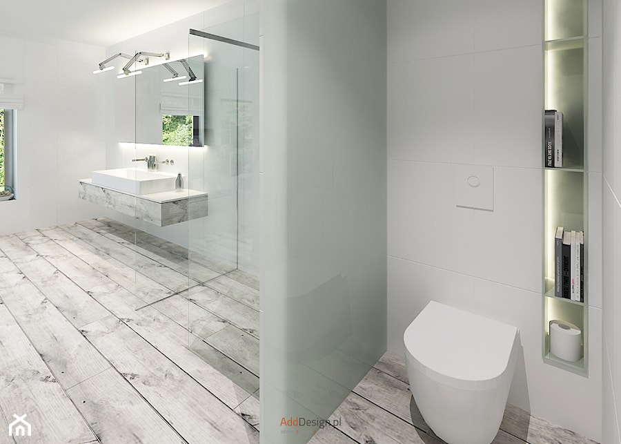 Dom 200 m2 - Duża łazienka z oknem, styl nowoczesny - zdjęcie od Add Design