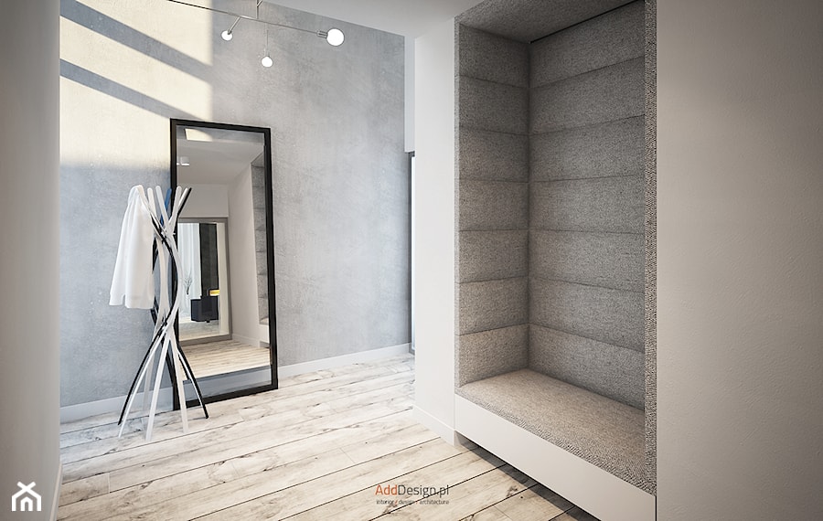 Dom 200 m2 - Średni z wieszakiem biały szary hol / przedpokój, styl nowoczesny - zdjęcie od Add Design