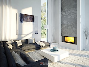 Dom 200 m2 - Duży biały salon, styl nowoczesny - zdjęcie od Add Design