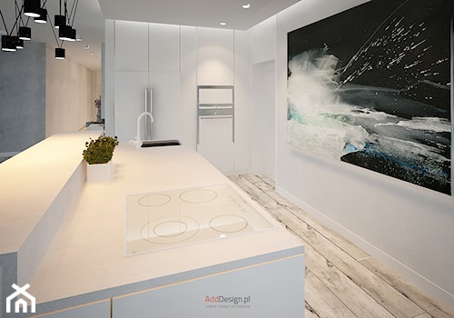 Dom 200 m2 - Duża otwarta z zabudowaną lodówką kuchnia z wyspą lub półwyspem, styl nowoczesny - zdjęcie od Add Design