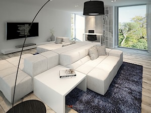 Dom 200 m2 - Duży szary salon, styl nowoczesny - zdjęcie od Add Design